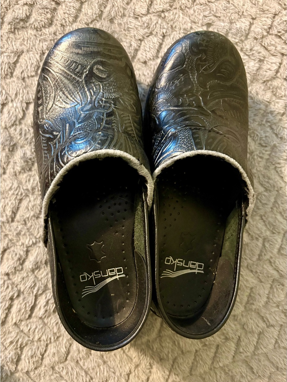 Dansko Women’s Black Embossed Slip-On Clogs